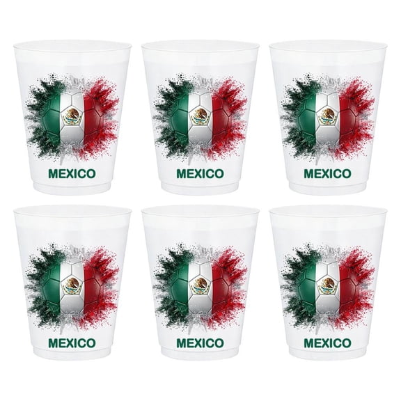 National Team Soccer Party Cups, 6pc Frosted Plastic Drinking Cups for Football Fans, Stackable Party Drinkware