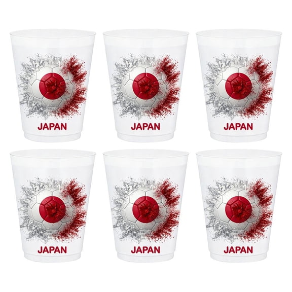 National Team Soccer Party Cups, 6pc Frosted Plastic Drinking Cups for Football Fans, Stackable Party Drinkware