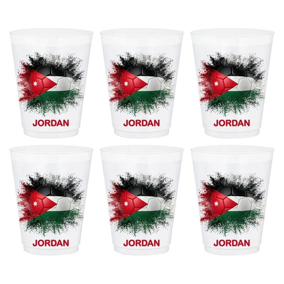 National Team Soccer Party Cups, 6pc Frosted Plastic Drinking Cups for Football Fans, Stackable Party Drinkware