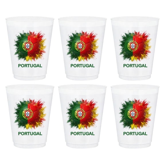 National Team Soccer Party Cups, 6pc Frosted Plastic Drinking Cups for Football Fans, Stackable Party Drinkware