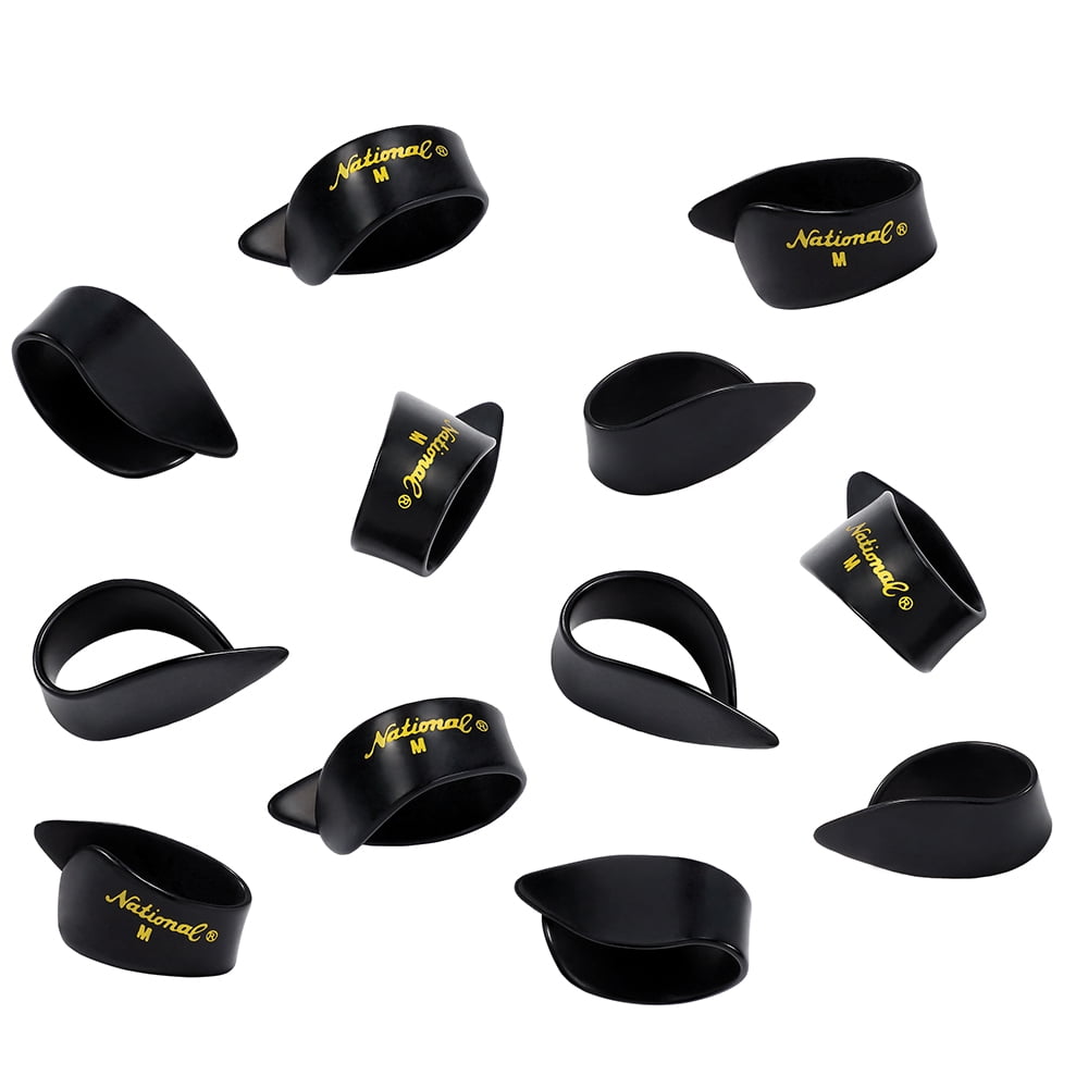 D'Addario National Celluloid Thumb Picks, Medium Black 12 pack