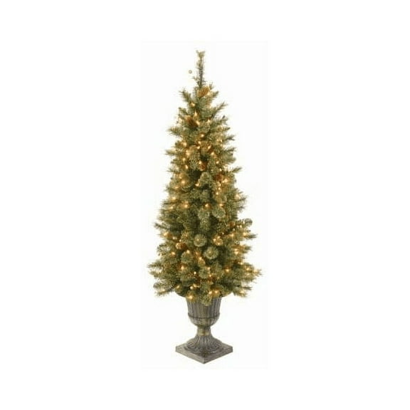 National Tree 251252 4 ft. Golden Bristle Entrance Artificial Tree with 100 Clear Lights