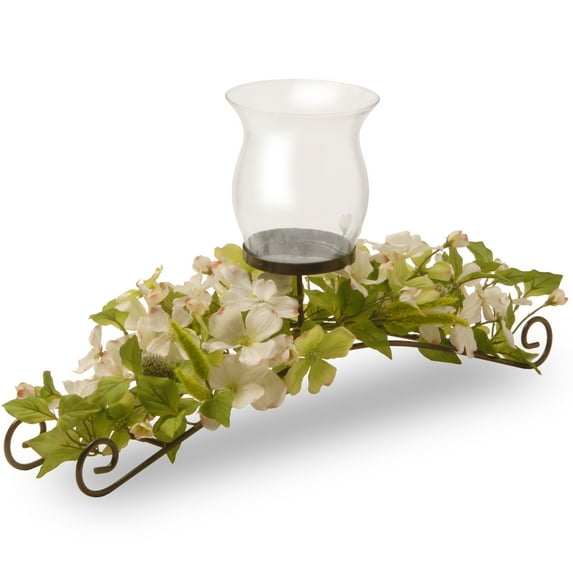 National Tree ED3-111-26C-A 26 in. Dogwood 1 Candle Holder With Glass Cup