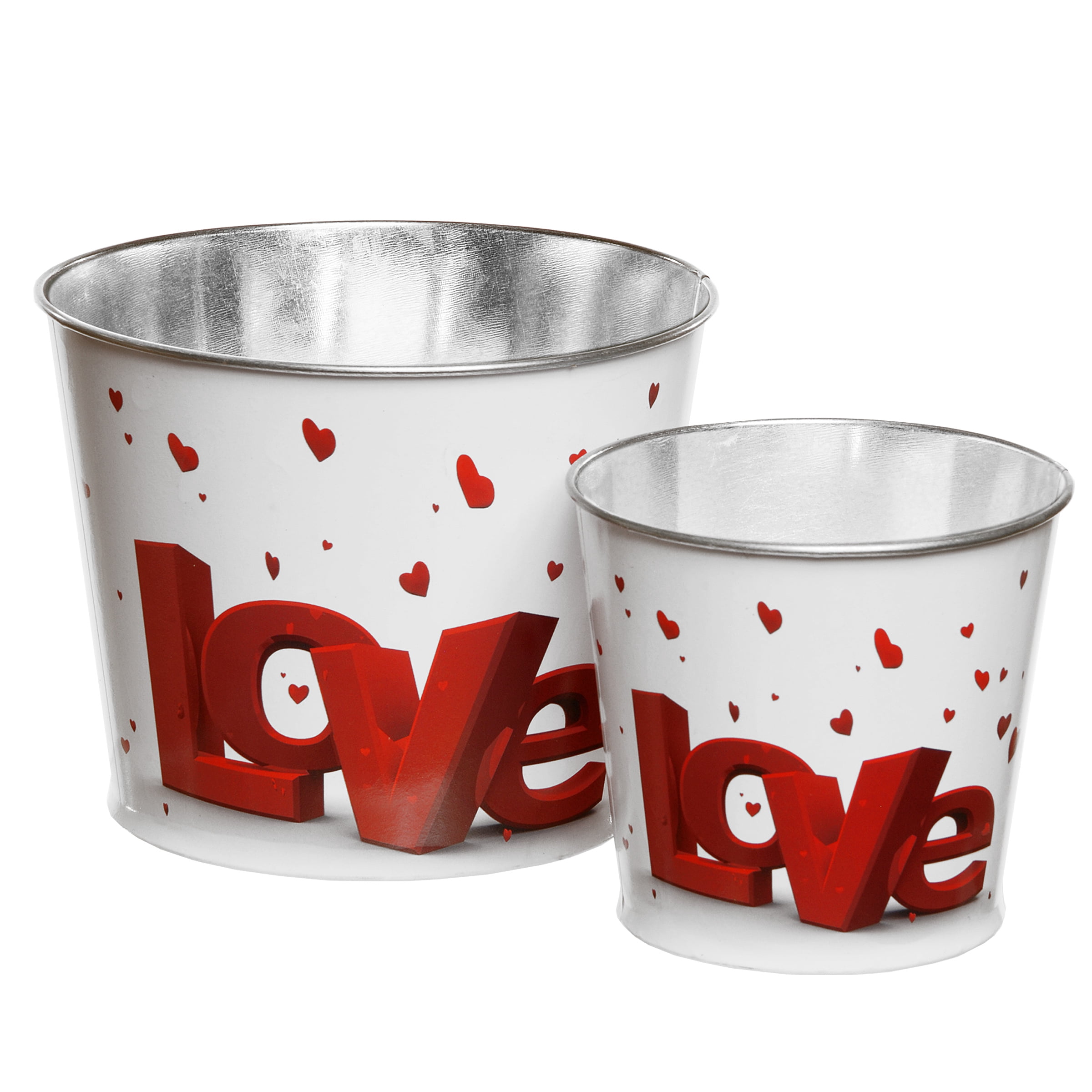 Tin Pot National Tree Artificial 2-Piece Valentine's Motif Tin Pots - Walmart.com