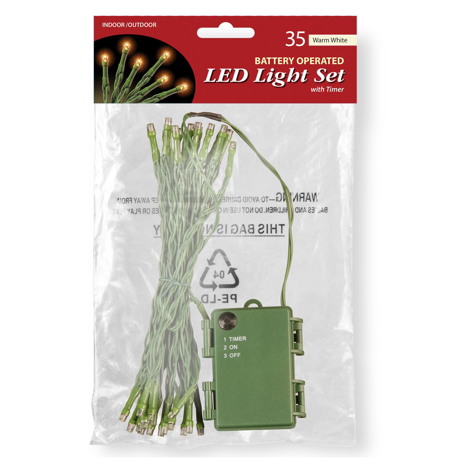 National Tree Battery Operated LED Light String Set, 35 Bulb, Warm ...