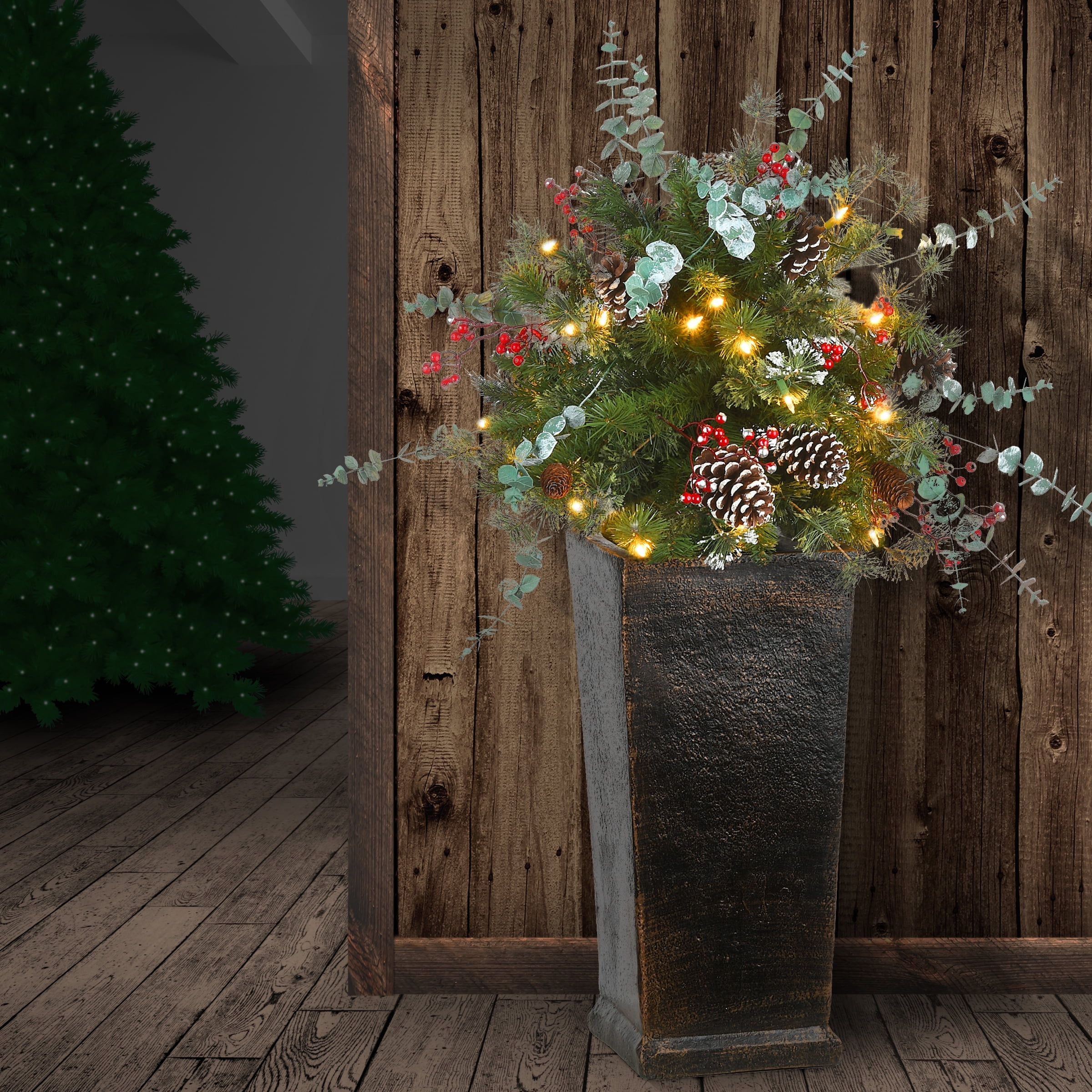 National Tree Company 3 ft. Potted Meadow Basin Tree with LED Lights ...