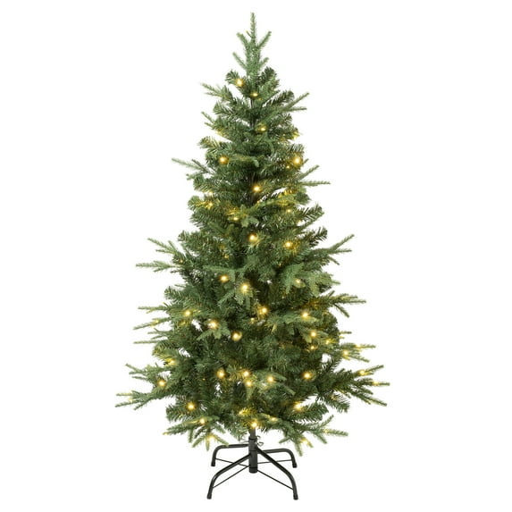 National Tree Company Pre-Lit Feel Real® Artificial Christmas Tree, Green, Duxbury Pine, 120 Warm White LED Lights, Includes Stand, 4.5 Feet