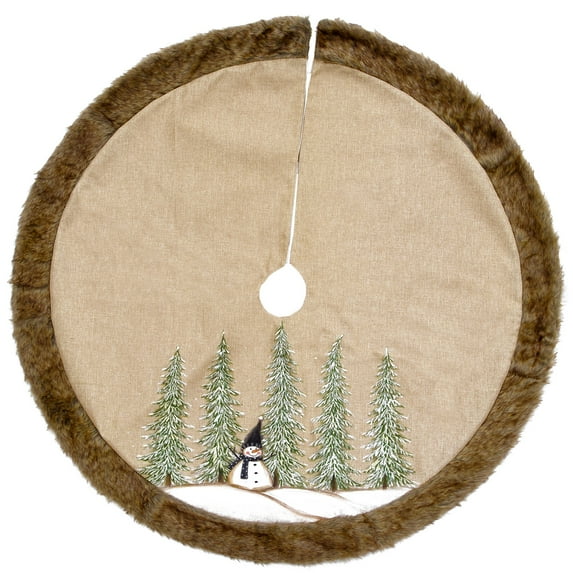 National Tree Company 48" Alpine Collection Snowman and Pines Tree Skirt