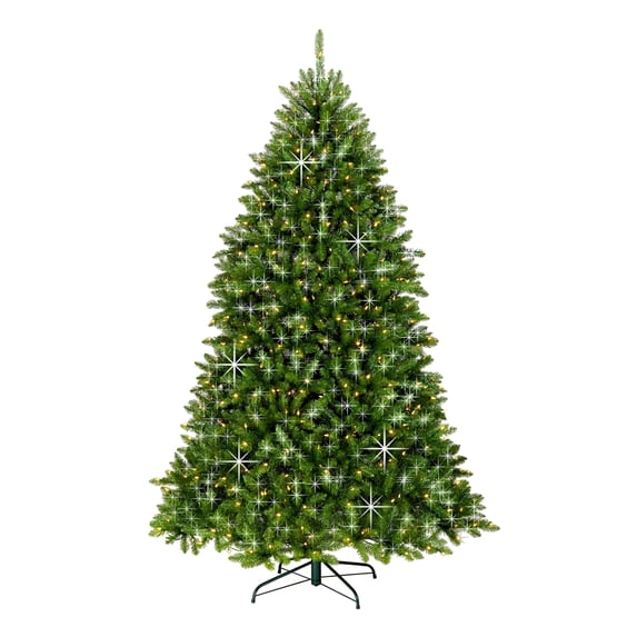 National Tree Company 7.5 ft Pre-lit Dunhill Fir® Shimmer Artificial Christmas Tree with 700 Dual Color® LED Lights, PowerConnect System and Stand