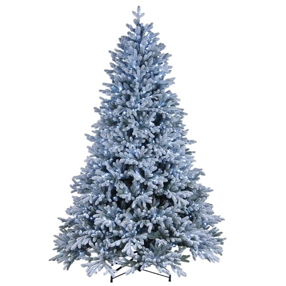 National Tree Company 75" ft Snowy Hamilton Spruce Christmas Tree, Prelit, Cool White LED Lights
