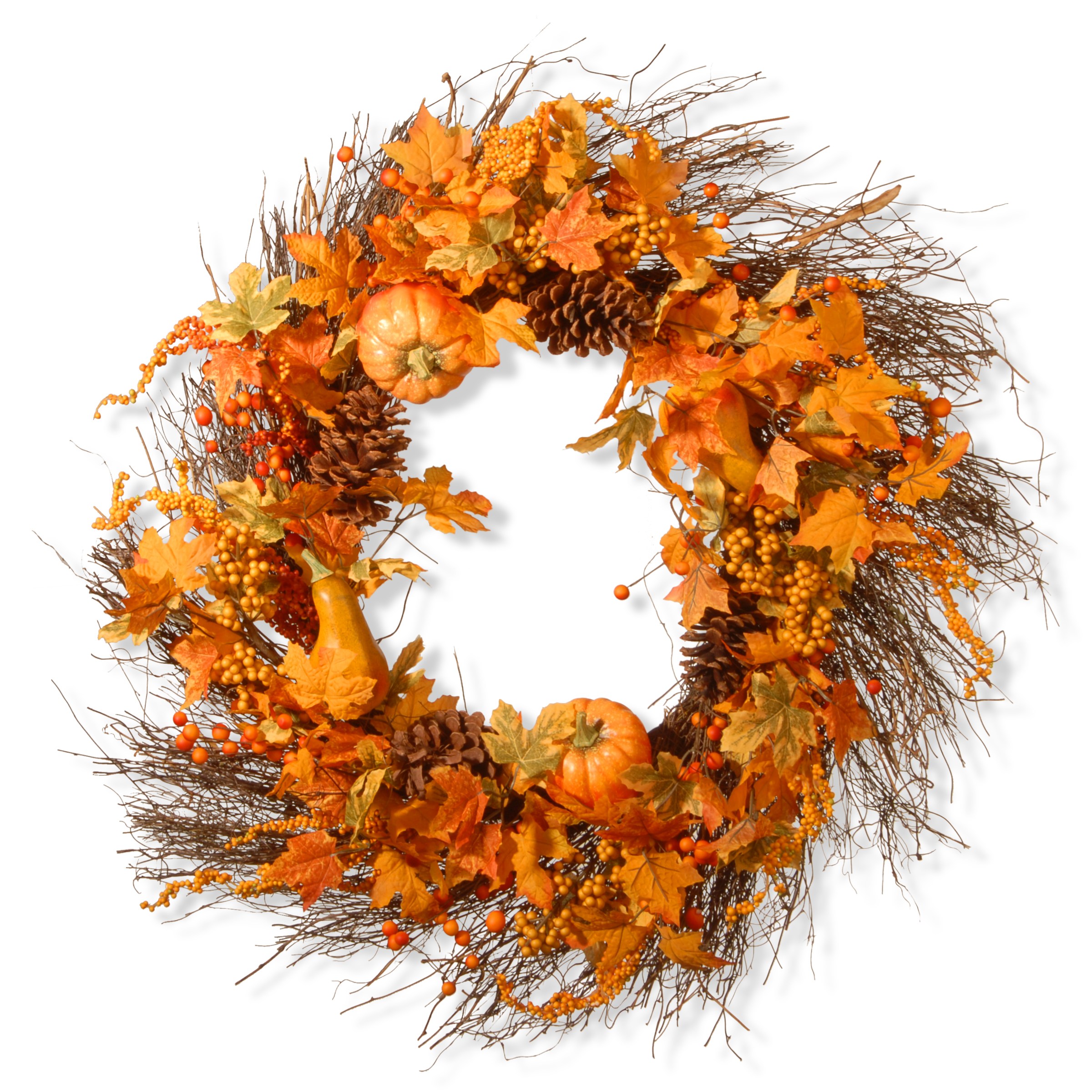 National Tree Company Artificial Autumn Wreath, Decorated with Pumpkins