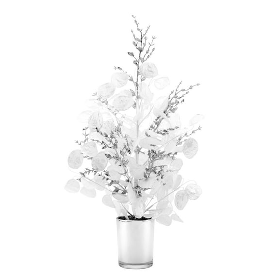 National Tree Company 26 in. Artificial Christmas Tabletop Tree, White, Winter Frost, Silver Glass Base