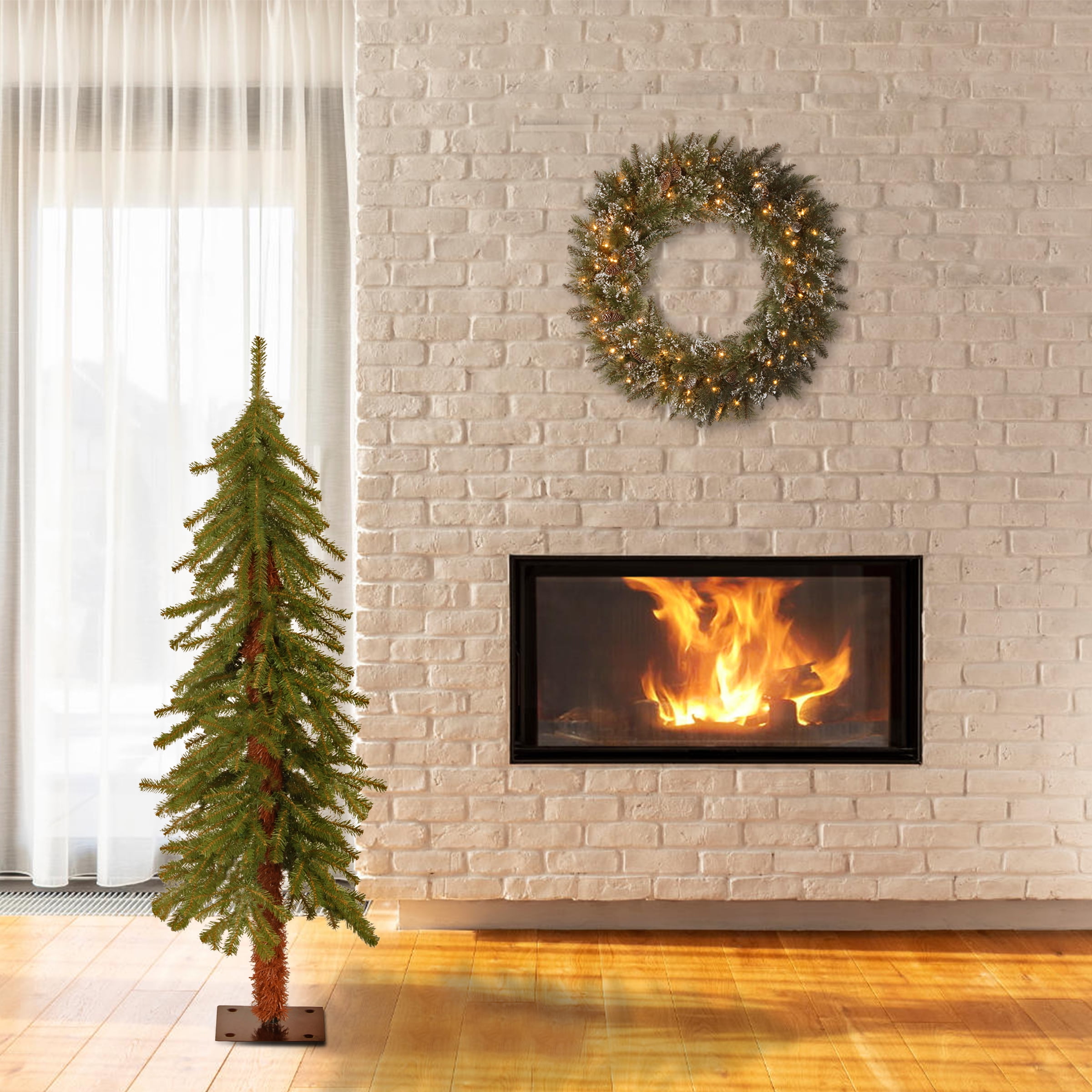 4 ft. Artificial Christmas Tree, Hickory Cedar, Green, Includes Stand