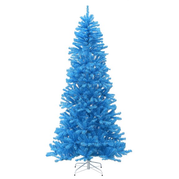 National Tree Company Artificial Christmas Tree, Light Blue Matte, Tinsel , Includes Stand, 7.5 Feet