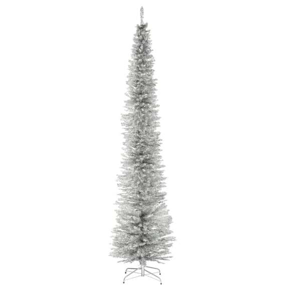 National Tree Company 9 ft. Artificial Christmas Tree, Silver Tinsel, Includes Stand