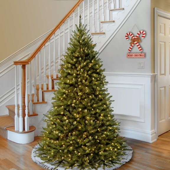 7.5 ft. Artificial Pre-Lit Kingswood Fir Medium Christmas Tree, Green, Dual Color LED Lights, Includes Stand