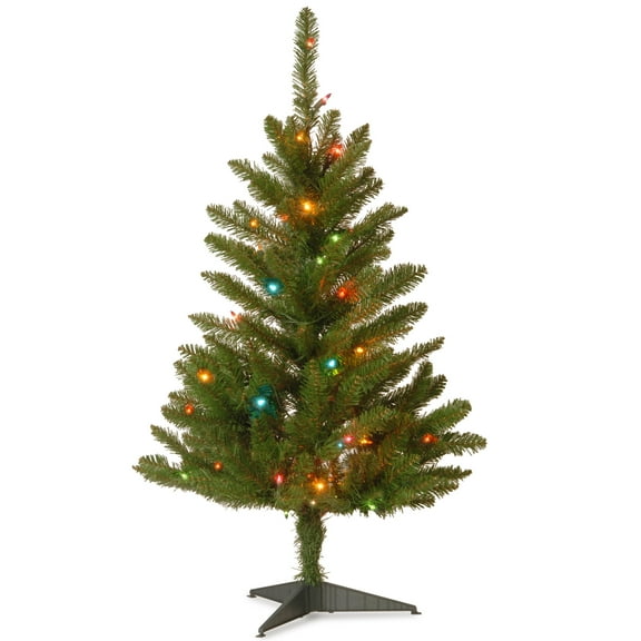 National Tree Company Artificial Pre-Lit Mini Christmas Tree, Green, Kingswood Fir, Multicolor Lights, 3 Feet