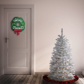 National Tree Company 4.5 ft. Artificial Pre-Lit Kingswood Fir Slim Christmas Tree, White, Clear Lights, Includes Stand