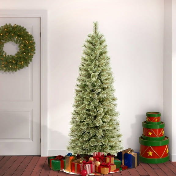 National Tree Company 6 ft. Artificial Arcadia Pine Cashmere Slim Christmas Tree, Green, Includes Stand