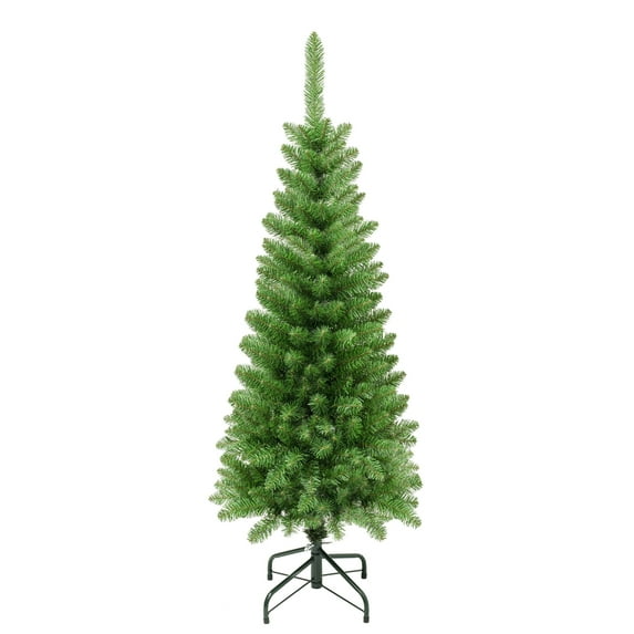 4.5 ft. Artificial Rowan Slim Christmas Tree, Green, Includes Stand