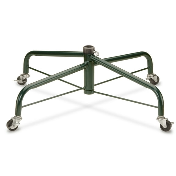 National Tree Company Christmas Tree Folding Stand, Green, For Trees 7.5 - 8 Feet, with 1.25" Diameter Center Pole, Rolling Wheels, 28 Inches