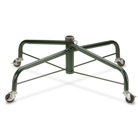 National Tree Company Christmas Tree Folding Stand, Green, For Trees 9 - 10 Feet, with 1.25" Diameter Center Poles, Rolling Wheels, 32 Inches