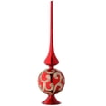 thumbnail image 1 of 15 in. Christmas Tree Topper, Red Glass, Ball and Spire Styling, Gold Glitter Scrollwork, 1 of 4