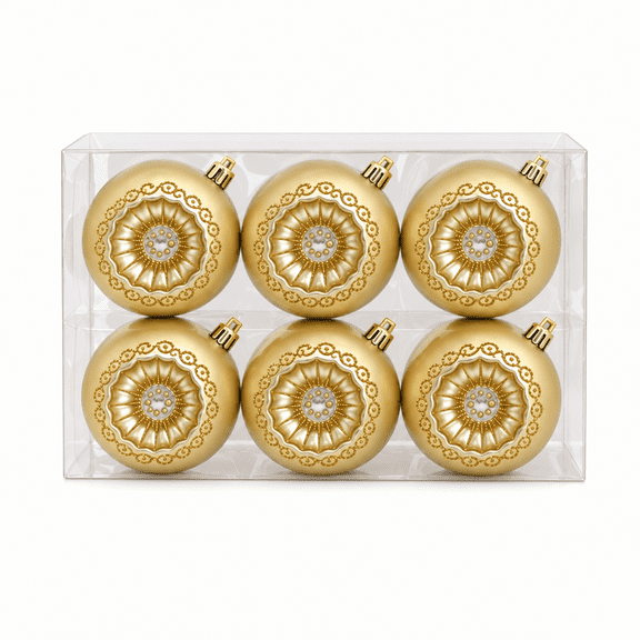 National Tree Company First Traditions Collection 3 in. Gold Christmas Ball Ornament Set, Shatterproof Bauble Ornaments-Set of 6