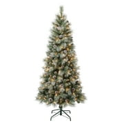 National Tree Company First Traditions Pre-Lit Perry Hard Needle Christmas Tree, Clear Incandescent Lights, Plug In, 6 ft
