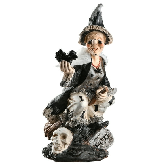 National Tree Company Halloween Decoration, Black, Witch on a Broom, Black Bird, 11 Inch