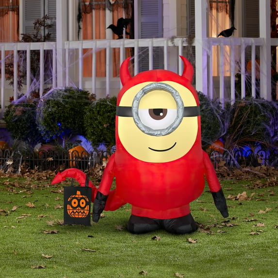 National Tree Company Halloween Inflatable Decoration, Red, Minion Dave, Self Inflating, Plug In, 42 Inches - 42 in