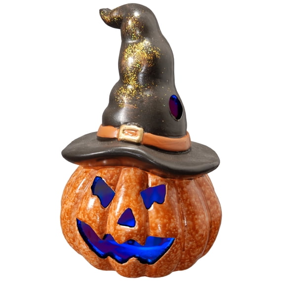 7 in. Halloween Jack O' Lantern with LED Lights, Orange
