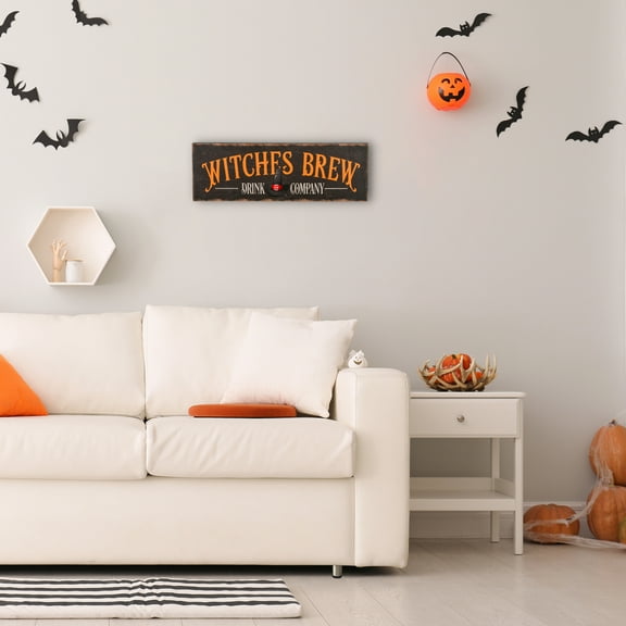 National Tree Company Halloween Wall Sign, Black, Witches Brew Drink Company, Wooden, 24 Inch
