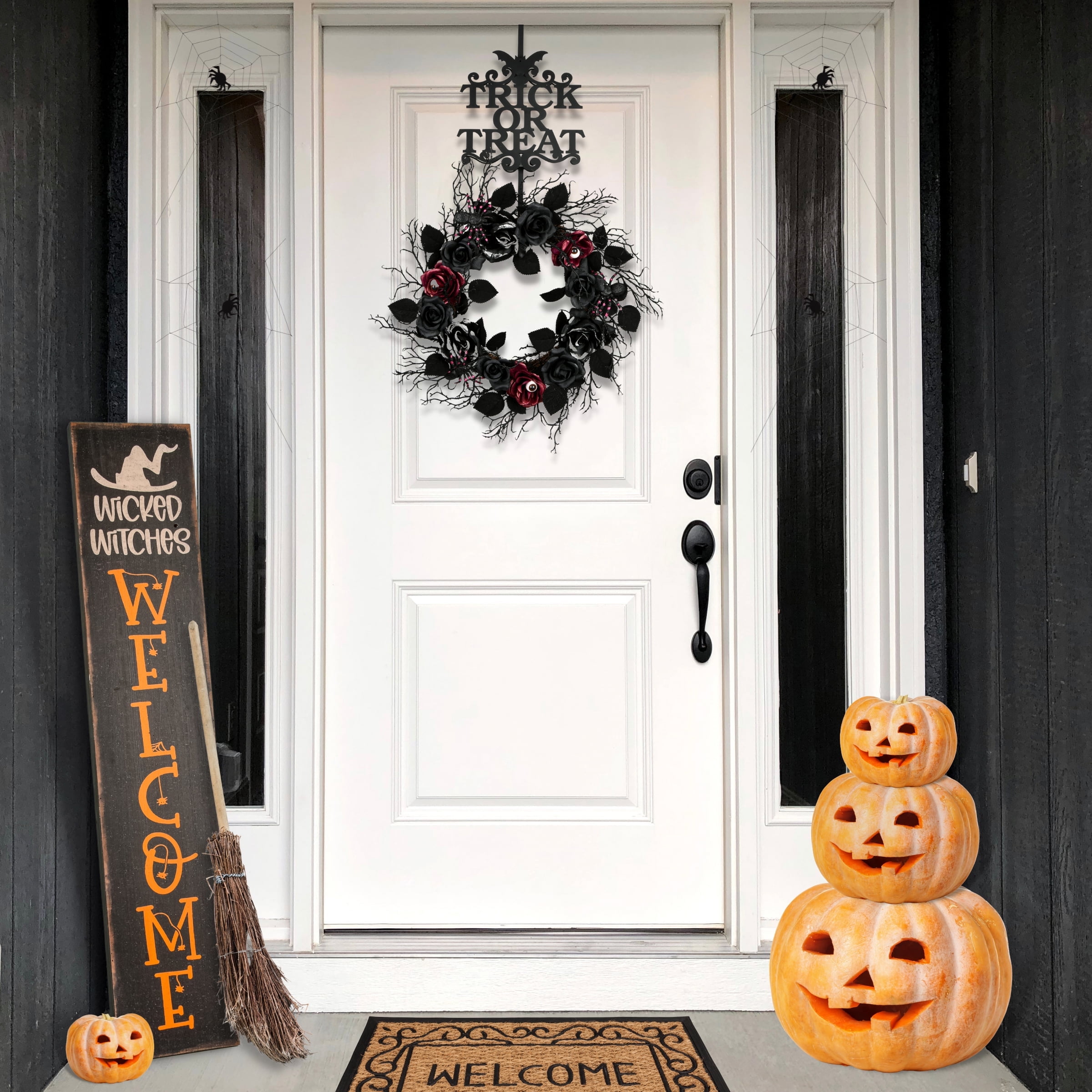 National Tree Company Halloween Wreath Hanger, Black, Metal, TRICK OR TREAT, 19 Inch