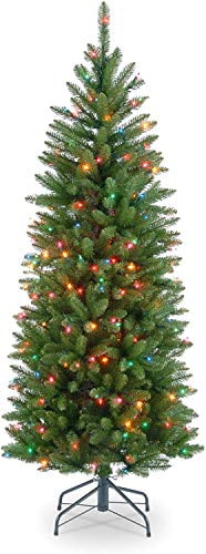 7-Foot Green Fir Slim Pre-Lit Christmas Tree with Multicolor Lights