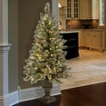 thumbnail image 1 of 4 ft. Pre-Lit Artificial Glittery Bristle® Pine Christmas Entrance Tree, Green, Clear Lights, Flocked with Pinecones, Frosted Branches, Includes Decorative Urn Base, 1 of 7
