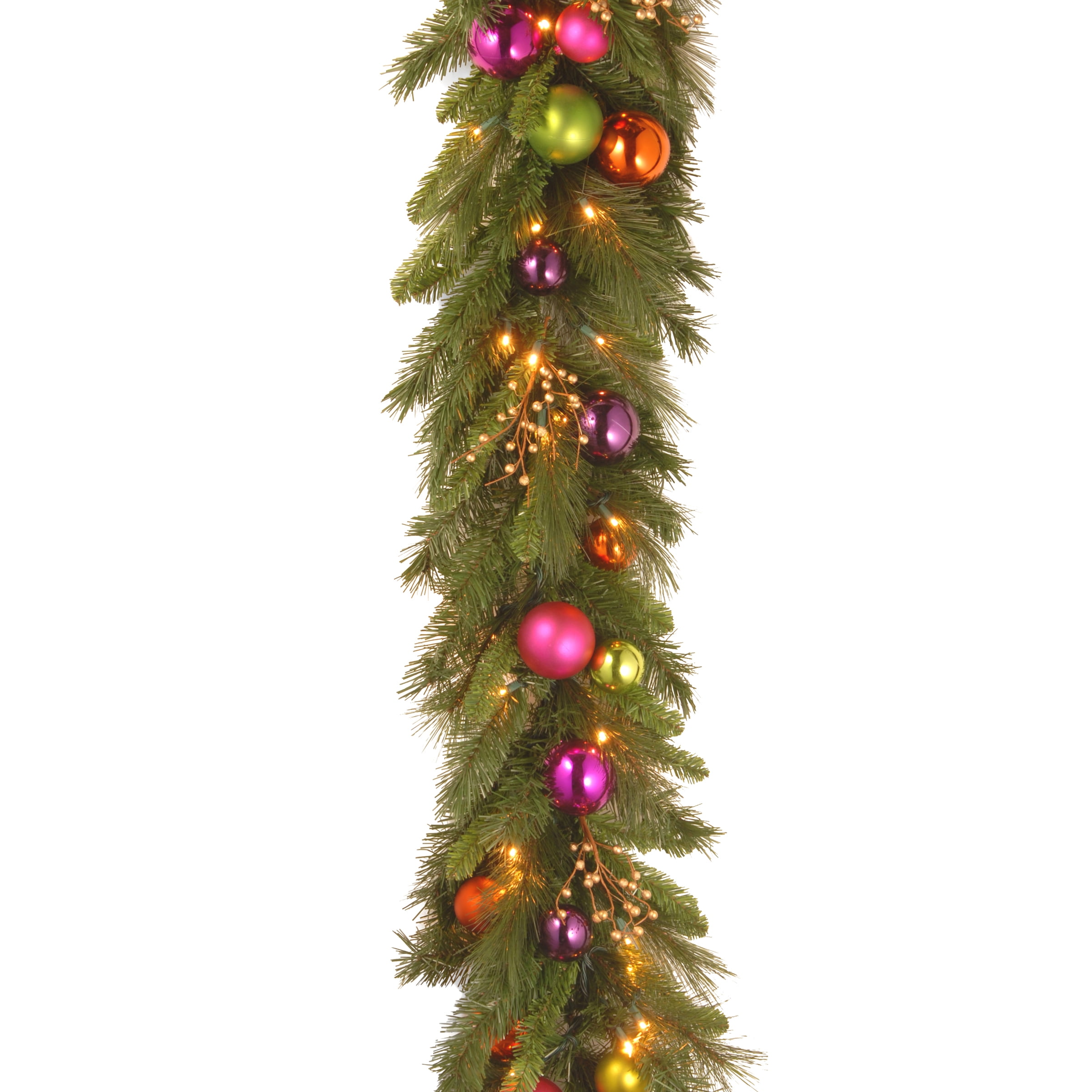6-Foot Pre-Lit Kaleidoscope Christmas Garland with Multicolor Ornaments