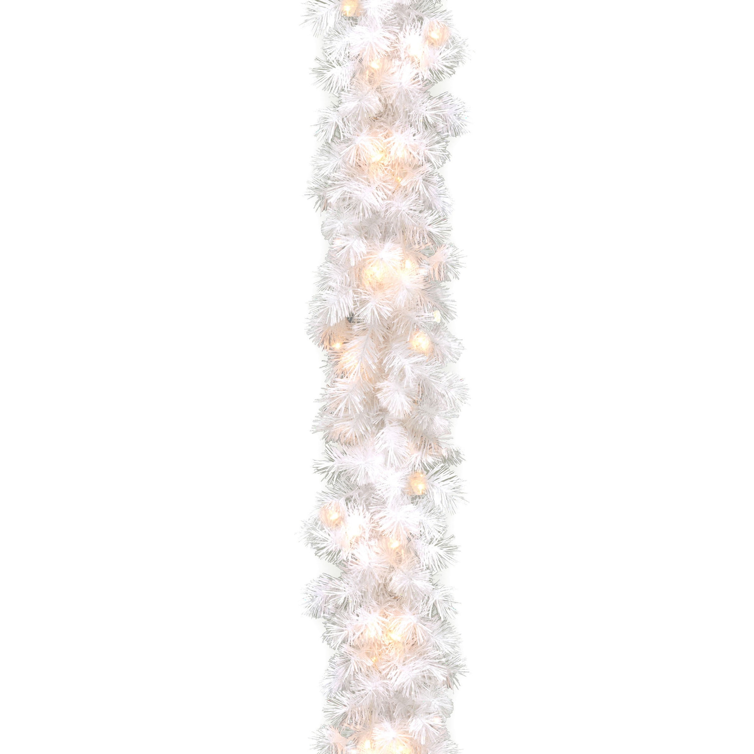 National Tree Company Pre-Lit Artificial Christmas Garland, White, Wispy Willow, Silver Glitter, 100 Clear Lights, 6 Feet