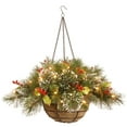 thumbnail image 1 of 20 in. Pre-Lit Artificial Christmas Hanging Basket, Green, Wintry Pine®, Red Berries, Pine Cones, 1 of 4