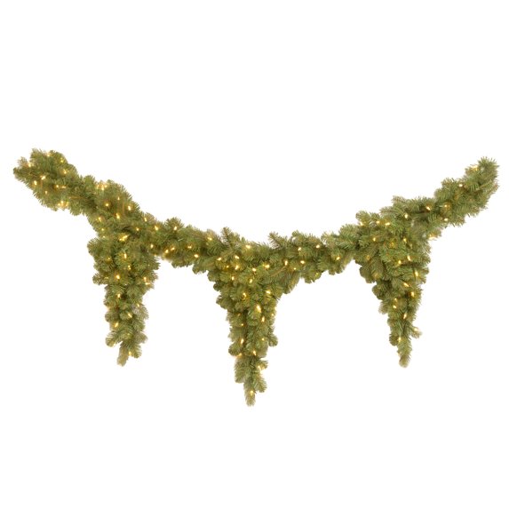 National Tree Company Pre-Lit Artificial Christmas Teardrop Garland, Green, Downswept Douglas Fir, White Lights, Plug In, Christmas Collection, 9 Feet