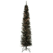 National Tree Company Pre-Lit Artificial Christmas Tree, Black Tinsel, White Lights, Includes Stand, 6 feet