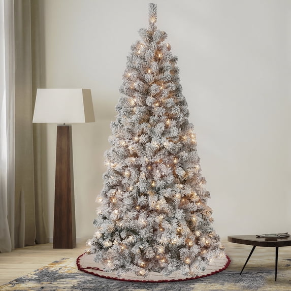 National Tree Company 6 ft. Pre-Lit Artificial Acacia Christmas Tree, Green, Flocked, 250 Clear Lights, Includes Stand