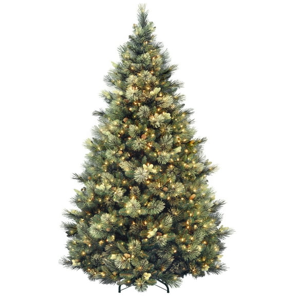 National Tree Company Pre-Lit Artificial Christmas Tree, Green, Carolina Pine, Clear Lights, Includes Stand, 7.5 Feet