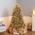 thumbnail image 1 of National Tree Company 6.5 ft Pre-Lit Flocked Dunhill Fir Full Artificial Christmas Tree, 650 Clear Lights, 1,838 Tips, Pinecones, Red Berries, Includes Stand, Green, 1 of 8
