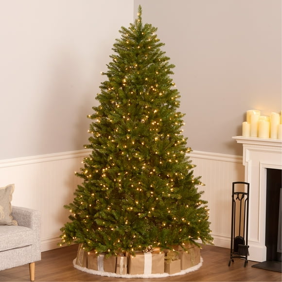 7.5 ft. Pre-Lit Artificial Dunhill Fir Christmas Tree, Green, Clear Lights, Includes Stand