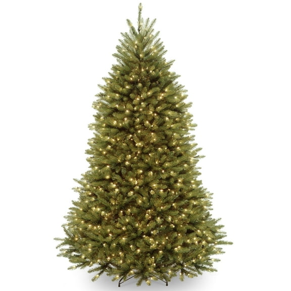 National Tree Company Pre-Lit Artificial Christmas Tree, Green, Dunhill Fir, Clear Lights, Includes Stand, 7 Feet