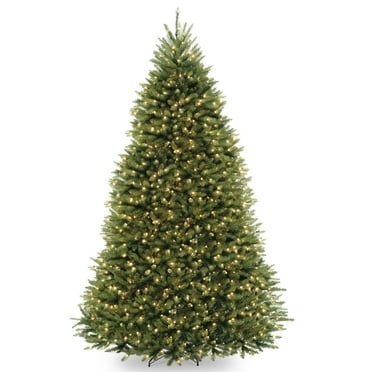 National Tree Company Pre-Lit Artificial Christmas Tree, Green, Dunhill Fir, Dual Color Lights, Includes PowerConnect and Stand, 9 Feet