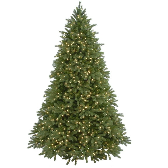 National Tree Company Pre-Lit Artificial Christmas Tree, Green, Jersey Fraser Fir, Feel Real®, Includes Stand, 7.5 Feet