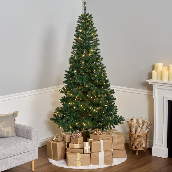 National Tree Company 7.5 ft Pre-Lit Linden Spruce Full Artificial Christmas Tree, 400 LED Lights, 1,200 Tips, Includes Stand, Green