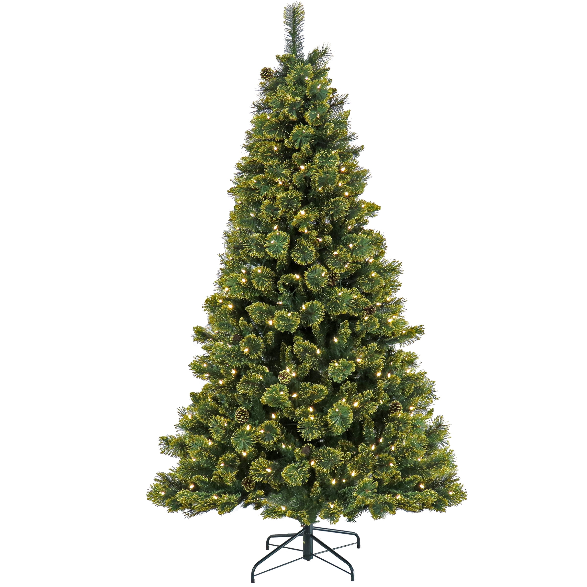 7' Green Pine Christmas Tree with Warm White LED Lights